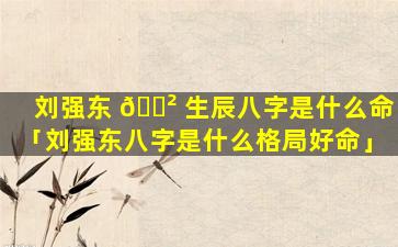刘强东 🌲 生辰八字是什么命「刘强东八字是什么格局好命」